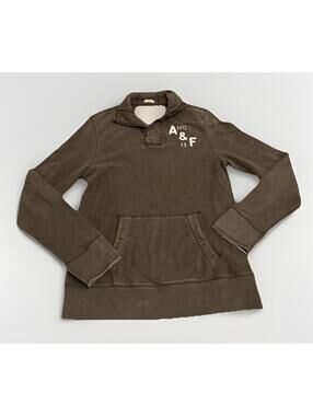 Men’s Vintage Abercrombie &Fitch Brown Hoodie Y2K Size L Quarter Zip Pullover